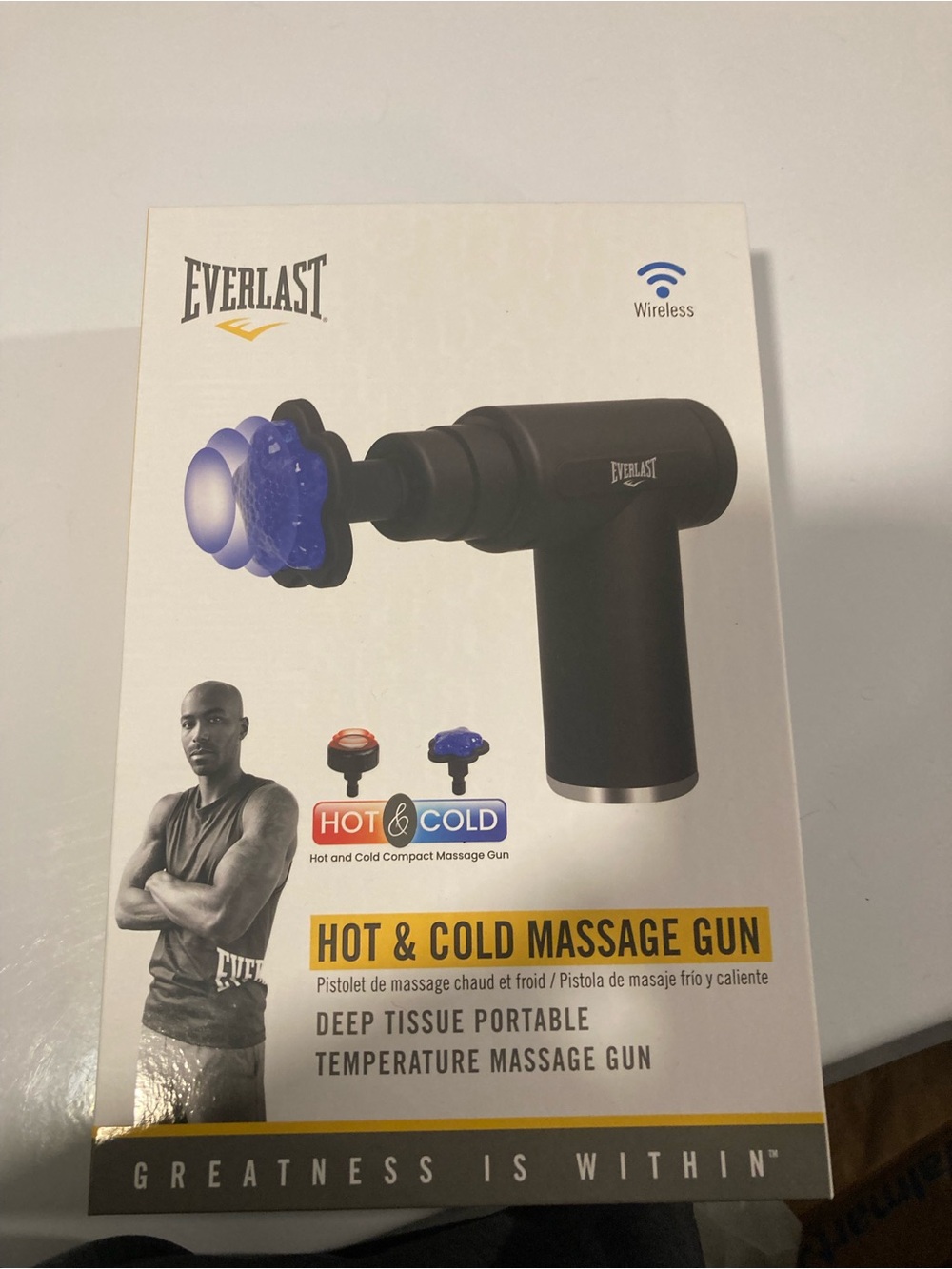 Everlast Black Hot & Cold Massage Gun with Blue Attachment